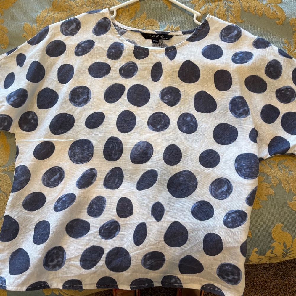 Charlie B blue polka dot top worn twice! - Picture 2 of 6